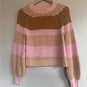 Finders Keepers  Mariposa Crew Neck Knit Color Block Sweater Multicolor Small